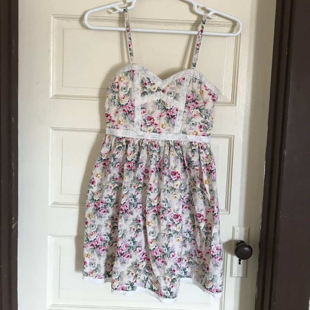 Minuet Modcloth Floral Spaghetti Strap Dress L